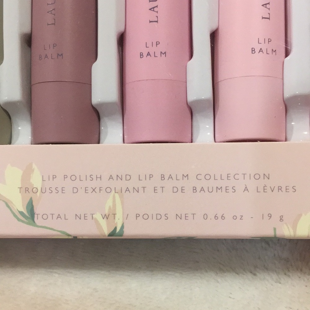 Laura Ashley Lip Polish & Lip Balm Collection 1 lip scrub 4 hydrating balms NWT - Picture 6 of 15